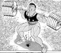 鼻血を噴き出しながら300キログラムのバーベルスクワットを複数回行う花田純一