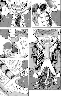 レンジャー訓練中に捕まえた蛇を捌く自衛官